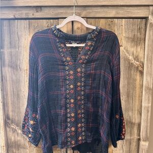 Johnny Was Multicolor Embroidered Top